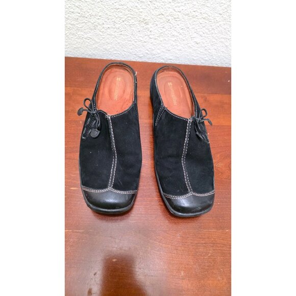 Naturalizer Black Suede Slip-On Mules With Leather Accents & Stitching Size 8 - Picture 2 of 9